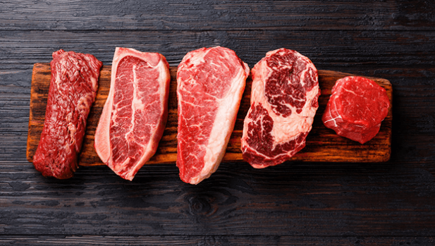 Diferentes cortes de carne | ácido oleico